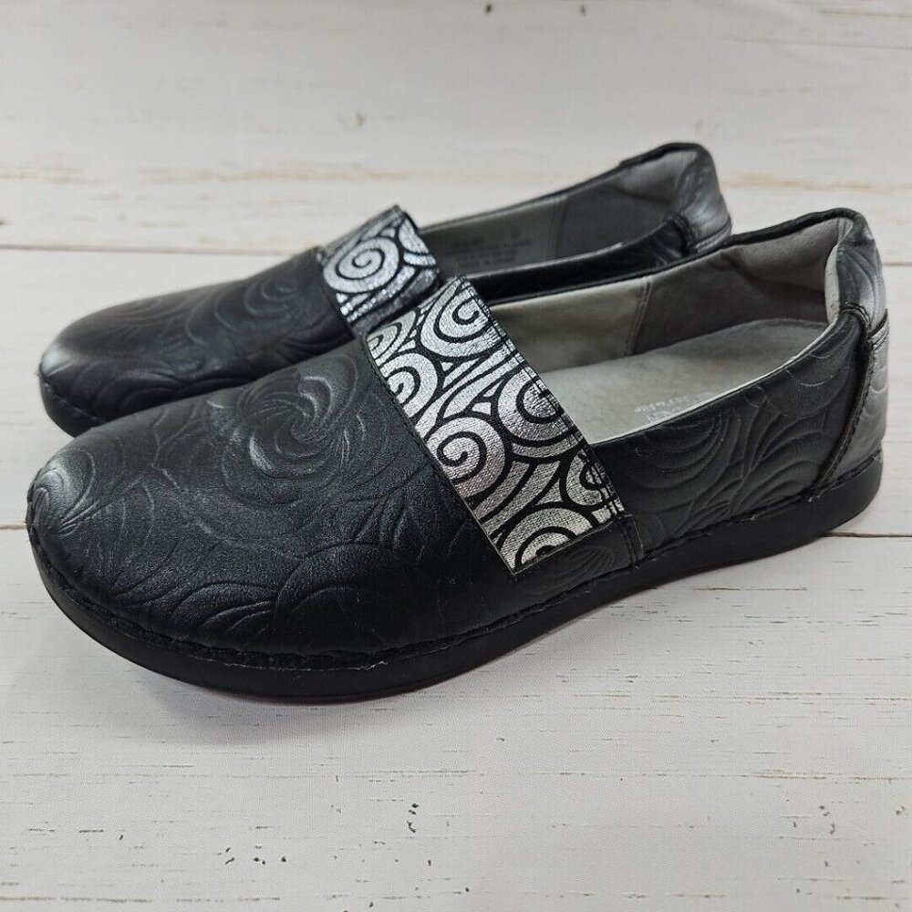 Alegria Womens‎ Black Swirl Loafers Slip Resistant Shoes EU 37 US 7-7.5 GLE-681